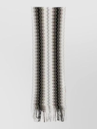 Missoni viscose blend scarf zigzag fringed edges