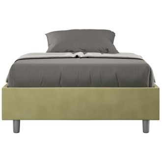 ITYhome Letto una piazza e mezza rivestito in Microfibra - azelia - Dimensione Rete: 130x190 - Tipologia Letto: Senza Rete - Colore: Verde
