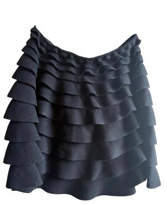 Valentino Garavani Valentino Black Ruffle Knit Skirt Size S