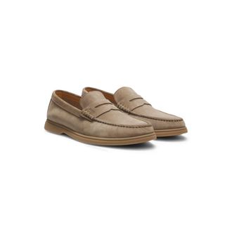 BOSS Suede loafers with logo penny trim