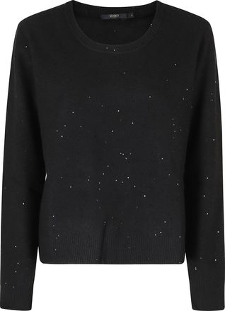 Seventy Black Sequined Crew-Neck Sweater with Ribbed Cuffs