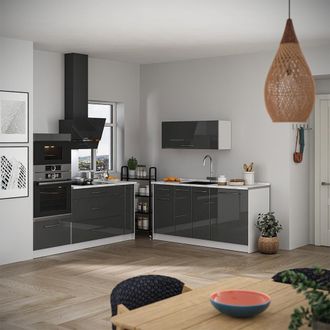 Vicco Cucina Fame-line, Antracite Lucido/bianco, 340 Cm, Pl Rovere, Vicco