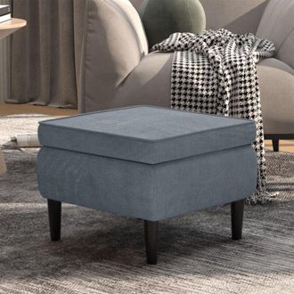 vidaXL vidaXL Poggiapiedi con Gambe in Legno Grigio Scuro in Velluto