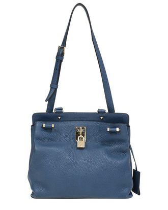 Valentino Blue Leather Joylock Textured-Shoulder Bag (Authentic Pre-Loved)