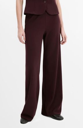 Mango Elastic Waist Straight Leg Suit Pants in Burgundy at Nordstrom, Size Medium