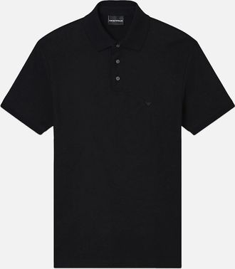 Emporio Armani Mens CONTRAST COLLAR POLOSHIRT - Black - Size: 44