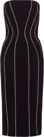 Jenny Packham Abito Verity midi con borchie senza spalline - Nero
