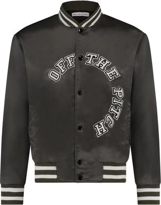 Off the Pitch Buiten het veld Satin Varsity Jacket Senior Tarmac Brown - Heren - Bomber jackets - Bruin - S - Jassen