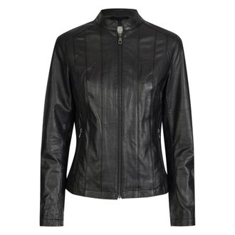 Bugatti Jassen, Dames, Zwart, 3Xl, Leer, Klassieke leren jas met opstaande kraag