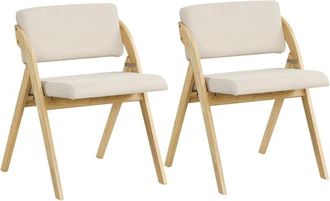 Costway Costway - Juego De 2 Sillas De Comedor, Silla Plegable Con Patas De Madera De Caucho, Asiento Y Respaldo Acolchados, Silla De Cocina Port&aacute;til Para Ofi