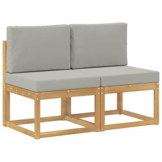 vidaXL 2 Pieza Sof&aacute; Intermedio De Exterior Madera De Acacia S&oacute;lida Vidaxl