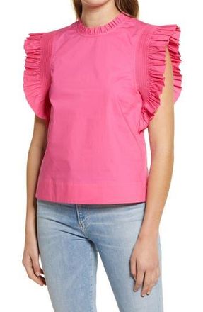 English Factory Ruffle Sleeve Top in Fuchsia at Nordstrom Rack, Size X-Small
