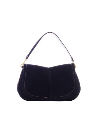Gianni Chiarini Structured Blue Suede Round Shoulder Bag