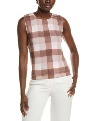 Oscar De La Renta Oscar De La Renta Printed Plaid Twinset Top