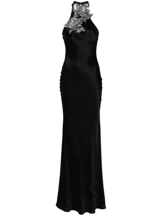 Amen crystal-embellishment maxi dress - women - Acetate/Silk/glass - 44 - Black