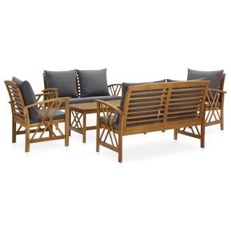 vidaXL Muebles De Jard&iacute;n 5 Piezas Con Cojines Madera Maciza De Acacia Vidaxl