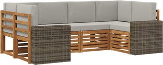 vidaXL Conjunto De Sof&aacute;s De Exterior 6 Uds. Natural Y Gris Claro Vidaxl