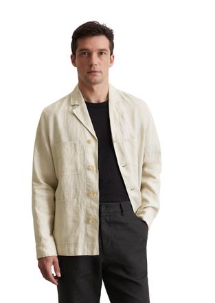 Marc O'Polo Hemdjacke MARC OPOLO, Herren, Gr. L, grau (gray silk), Web, Obermaterial: 100% Leinen, oversize, 2-Knopf-Manschette, Jacken Hemdjacke, Overshirt im Bl