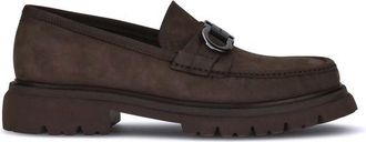 Ferragamo Brown Calf Leather Bos Taurus Slip-On Mens Loafers