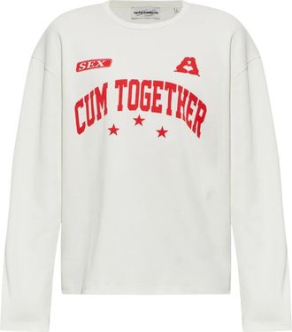 Carne Bollente Ribbed Long Sleeve T-Shirt - Heren - Longsleeves - Wit - S - Katoen - Tops