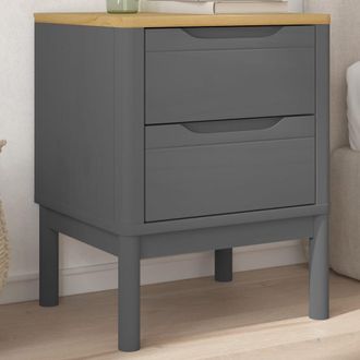 vidaXL Vidaxl - Mesita De Noche Floro Madera Maciza De Pino Gris 45x39x57 Cm