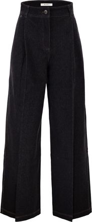 Max Mara Mxpetereo broek met 5 zakken in jersey met denimeffect