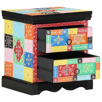 Berkfield Home Traditional Bedside Cabinet 2 pcs Multicolour 40x35x45 cm Enginee | Size: 40 x 35 x 45 cm