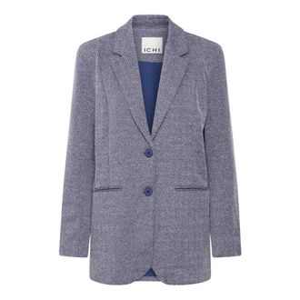 Ichi Ichi - Ihkate Jacquard Oversize BL - Dames - Jassen - Blauw - Maat: XS