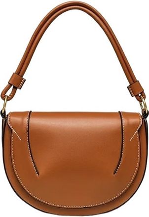 Generic Compatible For Womens Saddle Bag Crossbody Handbag Shoulder Strap Closure Round Shape Leather(G)