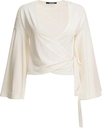 Jacquemus Overhemden, Dames, Wit, M, Polyester, Ventadou Wrap Top