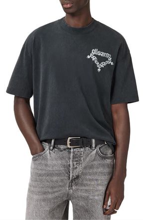 AllSaints Drip Graphic T-Shirt in Washed Black at Nordstrom, Size Medium