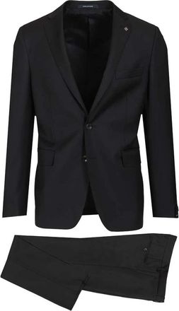 Tagliatore Kostuums, Heren, Blauw, S, Wol, Enkelrijig Tweeknoopspak
