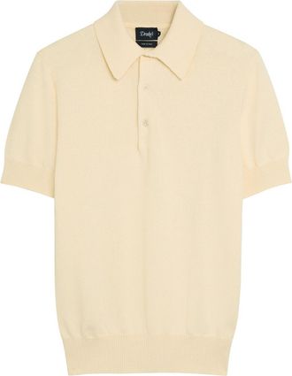 Drake's Drakes Textured Cotton-knit Polo top - Ecru - Xxl