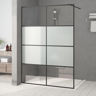 vidaXL Vidaxl - Parete Doccia Walk In Nera 140x195cm Vetro Semi Smerigliato Esg