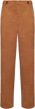Silvian Heach Rechte broek fluwelen effect - Dames - Straight fit broeken - Bruin - M - Polyester - Broeken