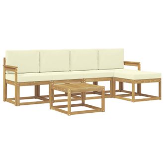 vidaXL Conjunto De Sof&aacute;s De Exterior Con Coj&iacute;n 6 Pcs Blanco Y Crema Vidaxl