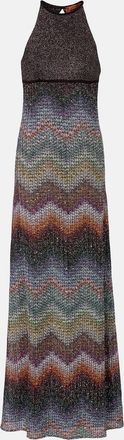 Missoni Zig Zag halterneck lamé maxi dress