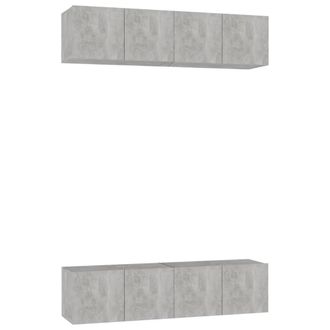 Berkfield Home TV Cabinets 4 pcs Concrete Grey 60x30x30 cm Engineered Wood | Size: 60 x 30 x 30 cm