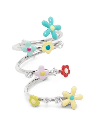 Yvmin Ring Multicolor Flower Gemstone Spiral