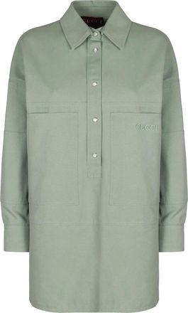 Gucci Dames, Blouses & Shirts, Groen, Maat: XS Katoen