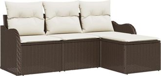vidaXL Garden Sofa Set with Cushion 4 pcs Light grey Poly rattan Vidaxl