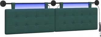 vidaXL Cabecero Colgante Con Luz Led Verde Oscuro Tela Vidaxl