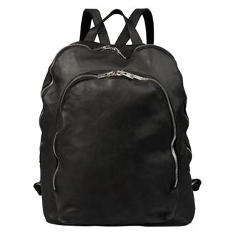 Guidi Tassen, Heren, Zwart, ONE Size, Leer, Leren rugzak met dubbel compartiment