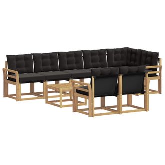 vidaXL Conjunto De Sof&aacute;s De Exterior Con Coj&iacute;n 9 Pcs Blanco Y Negro Vidaxl