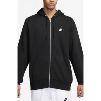 Nike Club Fleece Zip Hoodie in Black/White at Nordstrom Rack, Size Xx-Large