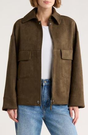 Max Studio Faux Suede Jacket in Loden-Loden at Nordstrom Rack, Size X-Small