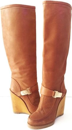 Mulberry Tillie Brown Leather Knee High Boots Size 36