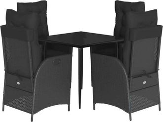 vidaXL Set De Muebles Jard&iacute;n 5 Pzas Con Cojines Rat&aacute;n Sint&eacute;tico Negro Vidaxl