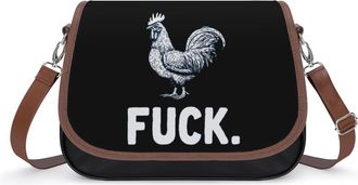 Generic Funny Chicken Rooster Fuck1 Crossbody Bag Womens Handbag PU Message Bags Shoulder Purse with Adjustable Strap