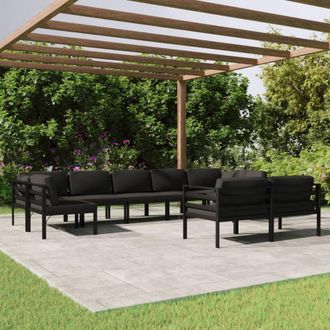 vidaXL Set Muebles De Jard&iacute;n 9 Pzas Y Cojines Aluminio Gris Antracita Vidaxl